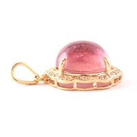 6.10 Ct Cushion Cabochon Cut Natural Pink Tourmaline 14K Gold Pendant
