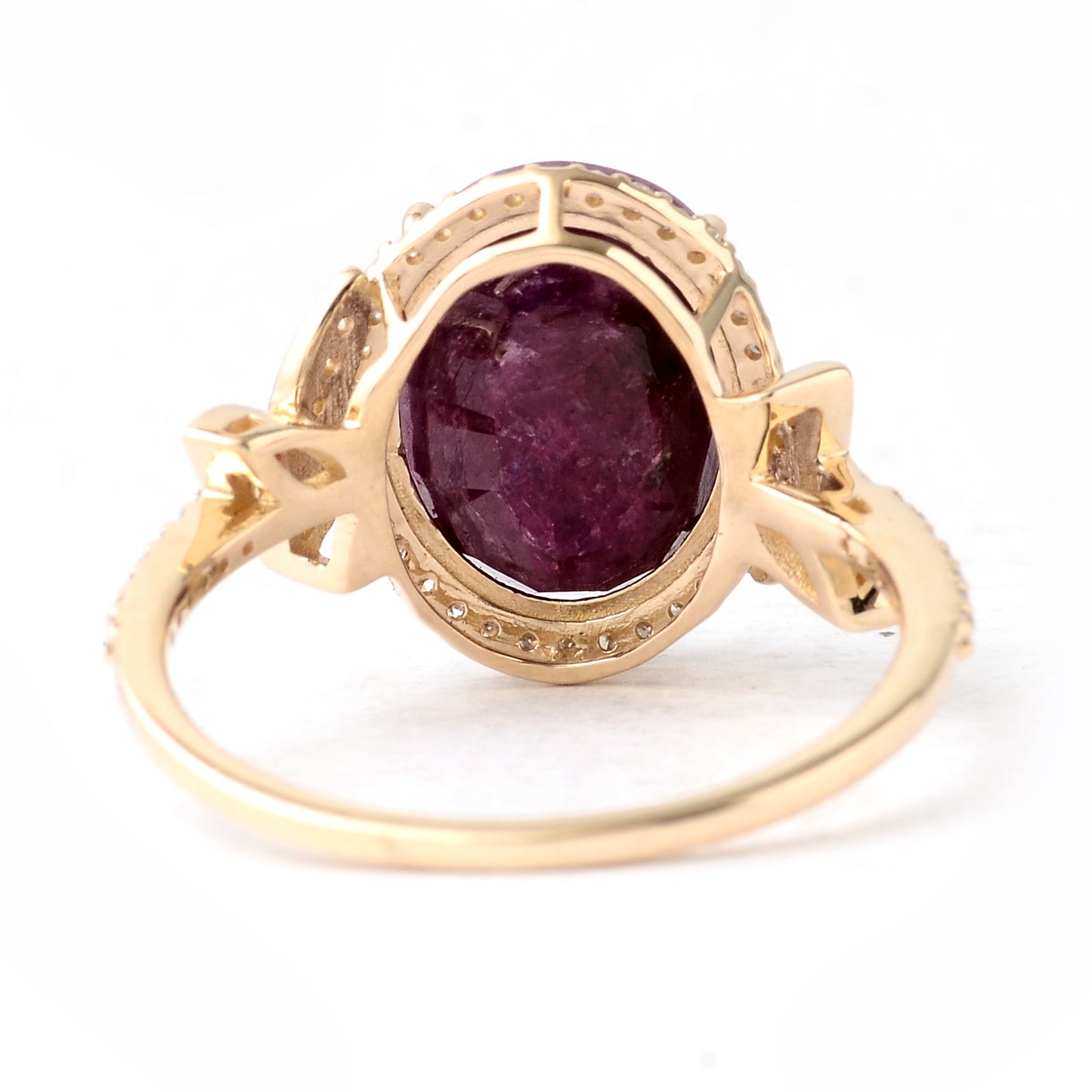 4.93 Ct Oval Mixed Cut Natural Corundum Ruby 14K Gold Ring