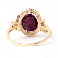 4.93 Ct Oval Mixed Cut Natural Corundum Ruby 14K Gold Ring