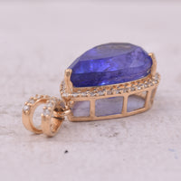 4.97 Ct Pear Mixed Cut Natural Tanzanite 14K Gold Pendant