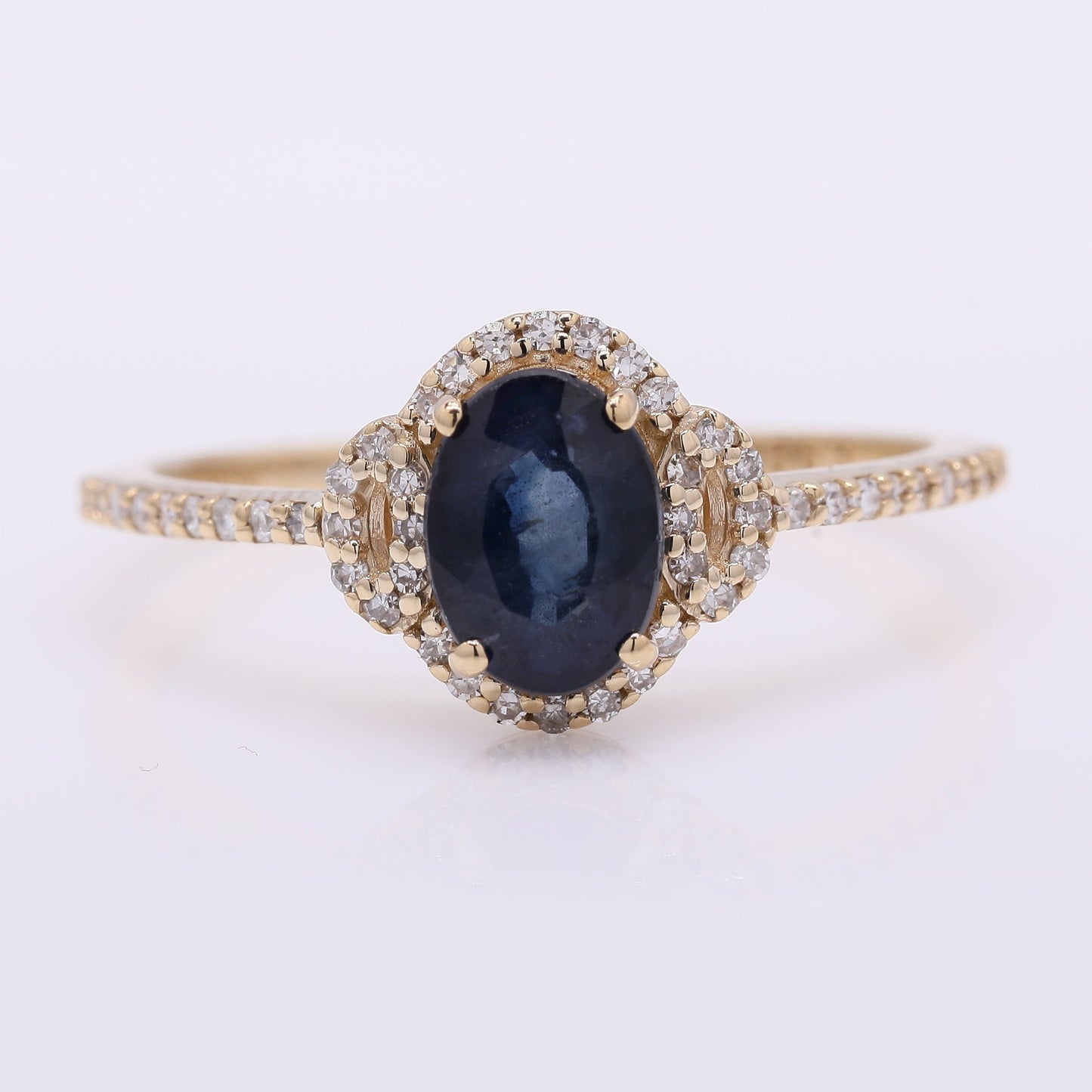 1.45 Ct Oval Mixed Cut Natural Sapphire 14K Gold Ring
