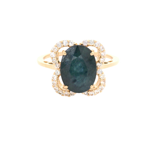 4.03 Ct Oval Sapphire 14K Gold Ring
