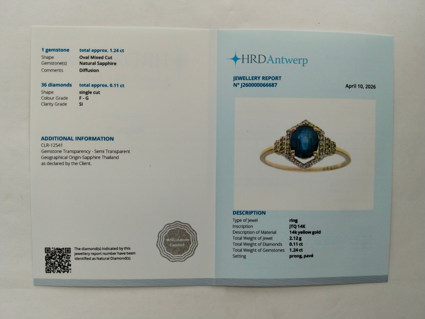 1.35 Ct Oval Mixed Cut Natural Sapphire 14K Gold Ring