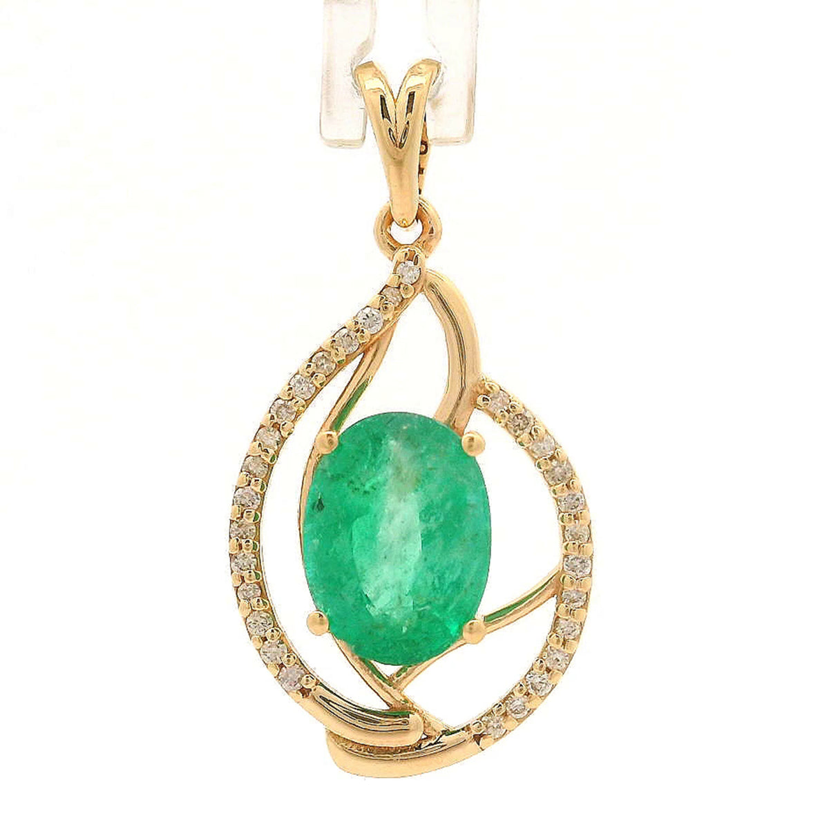 1.54 Ct Oval Emerald 14K Gold Pendant