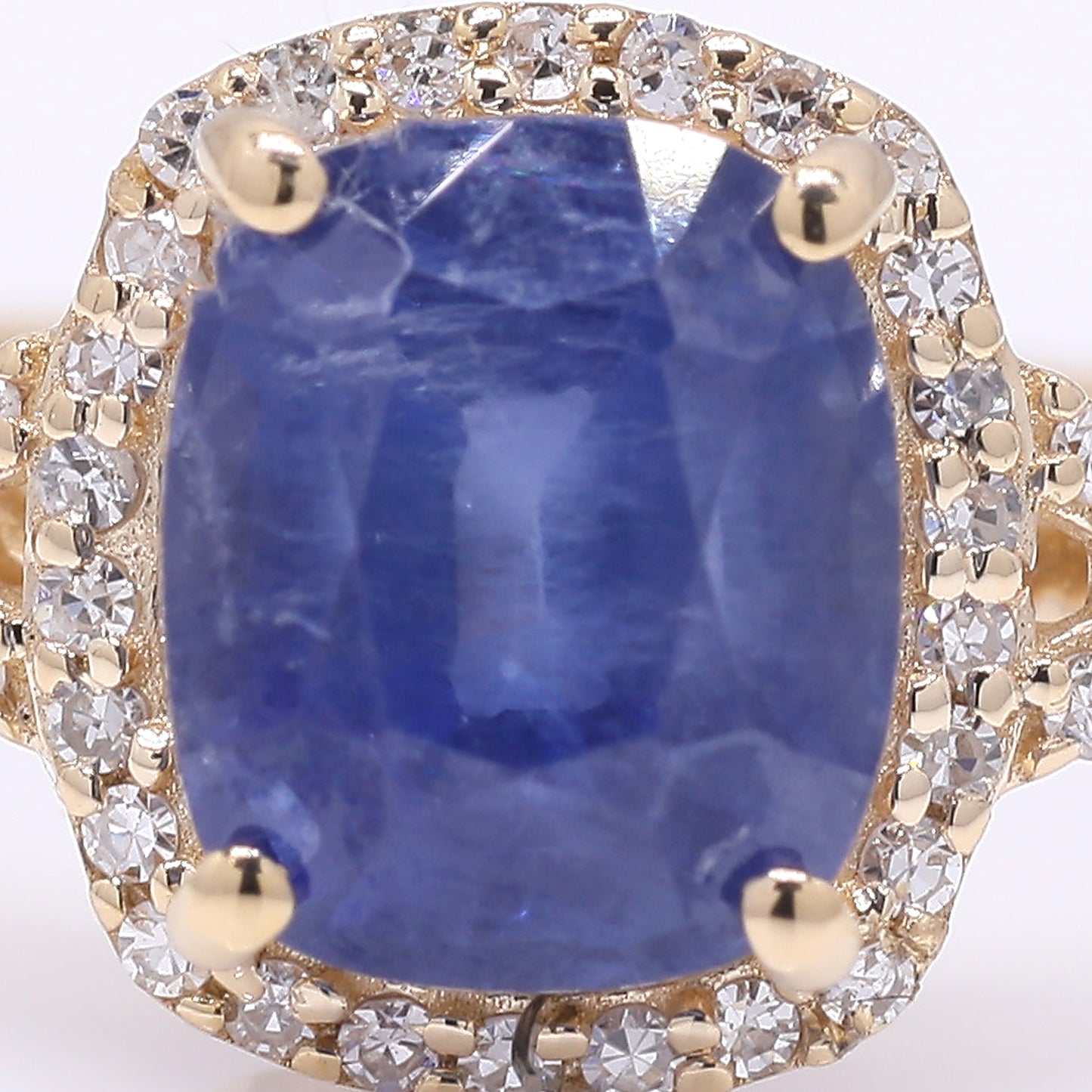 2.88 Ct Cushion Mixed Cut Natural Sapphire 14K Gold Ring