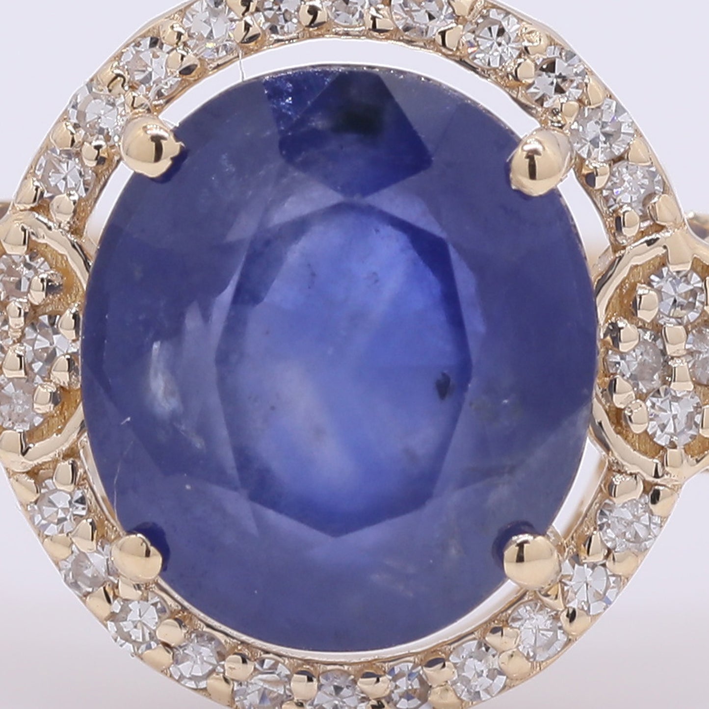 2.95 Ct Oval Mixed Cut Natural Sapphire 14K Gold Ring