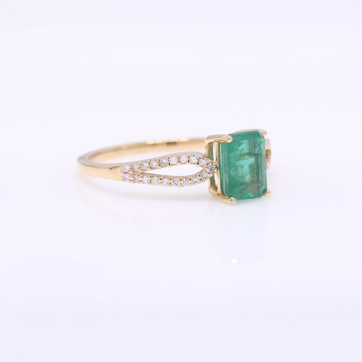 1.20 Ct Octagon Step Cut Natural Emerald 14K Gold Ring