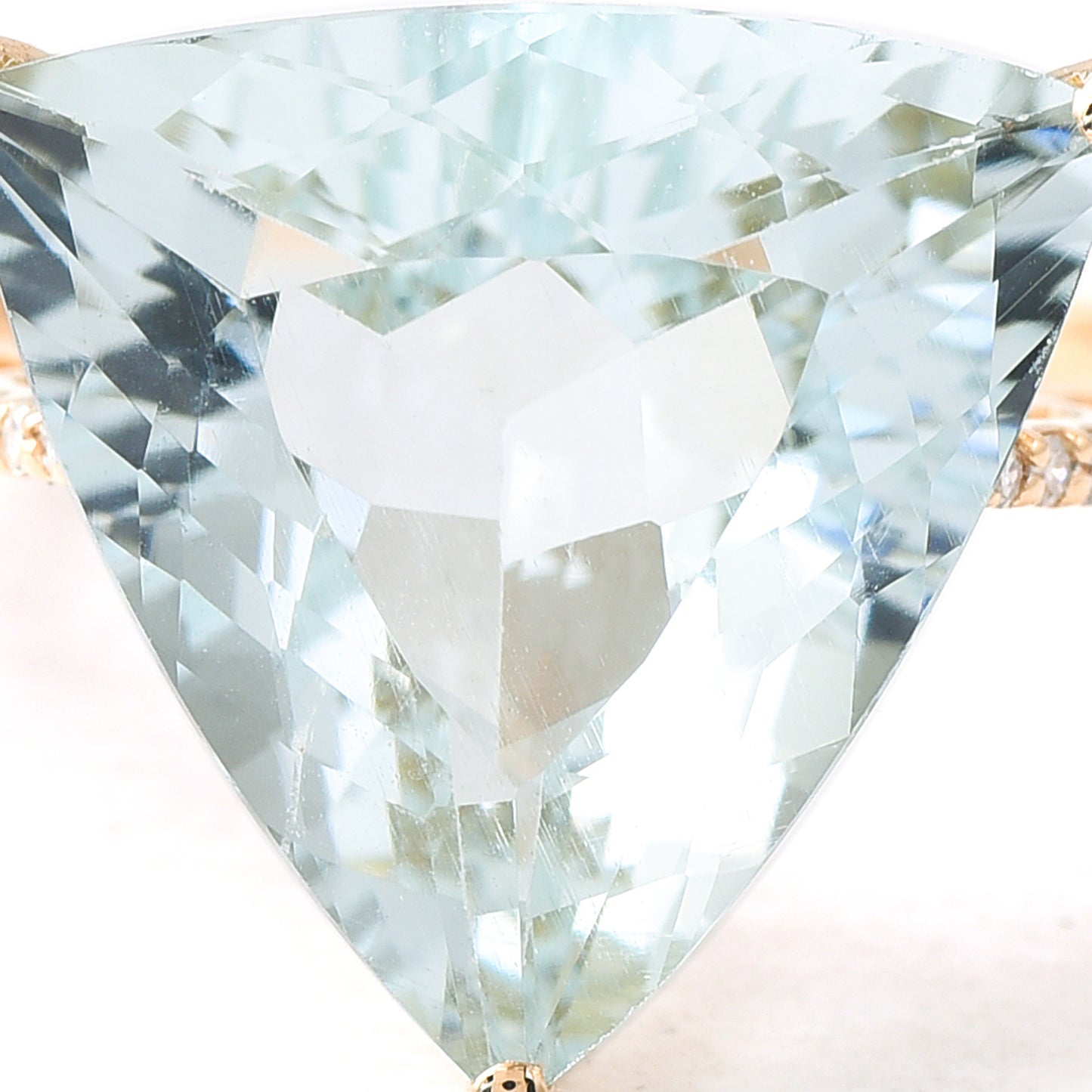 2.09 Ct Triangle Mixed Cut Natural Aquamarine 14K Gold Ring