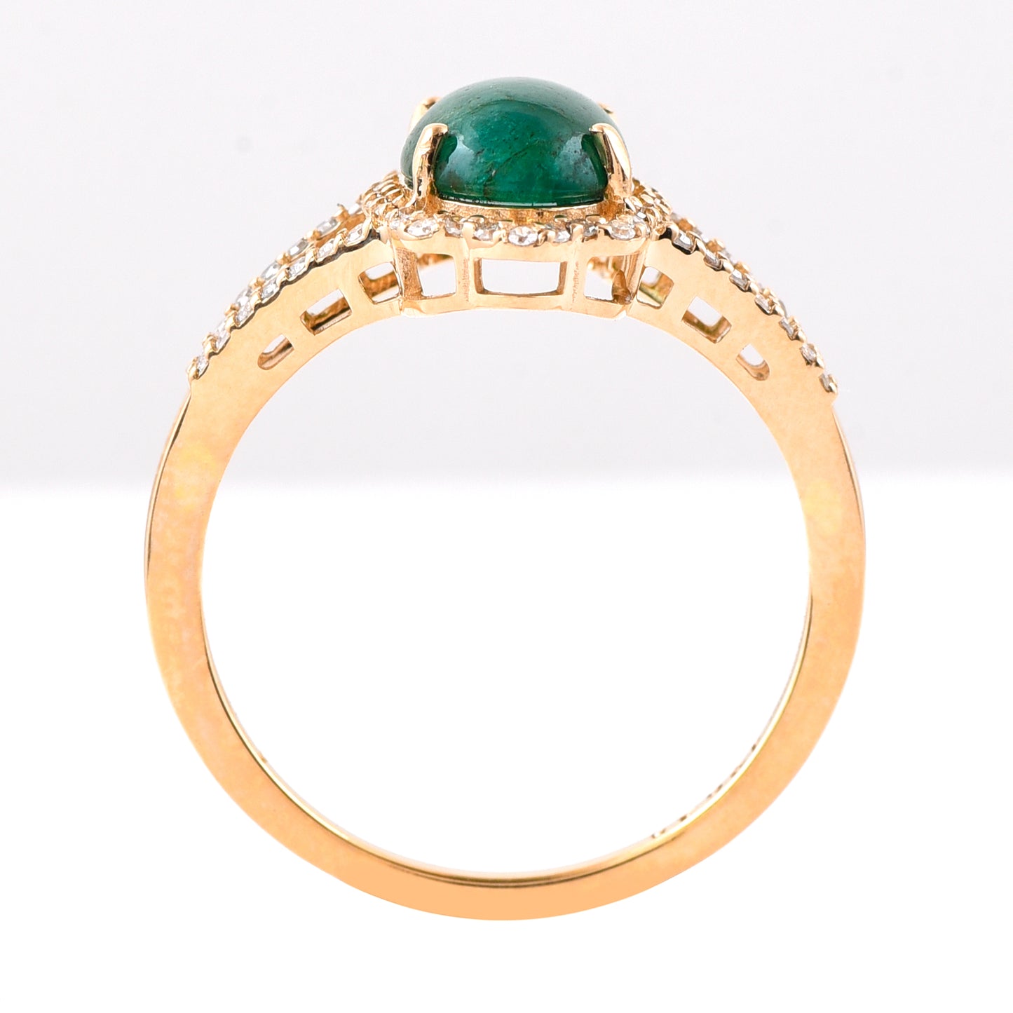 1.70 Ct Oval Cabochon Cut Natural Emerald 14K Gold Ring