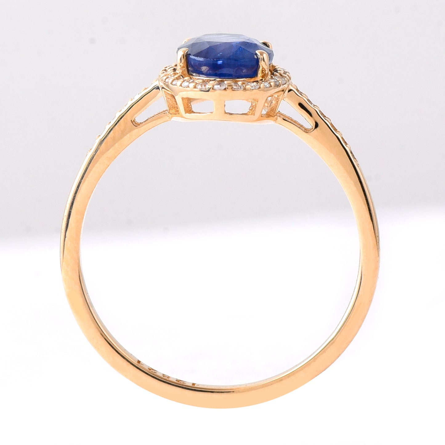 1.58 Ct Oval Mixed Cut Natural Sapphire 14K Gold Ring