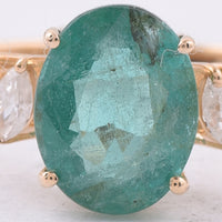 1.78 Ct Oval Natural Emerald 14K Gold Ring