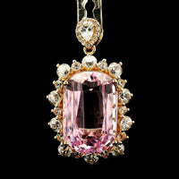 15.40 Ct Cushion Kunzite 14K Gold Pendant