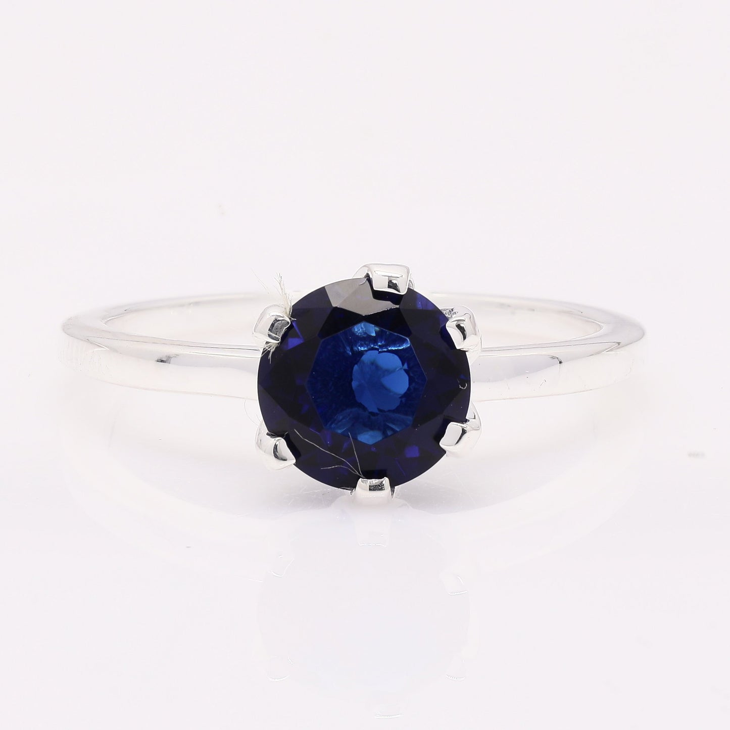 1.43 Ct Round Created Sapphire 925 Silver Ring