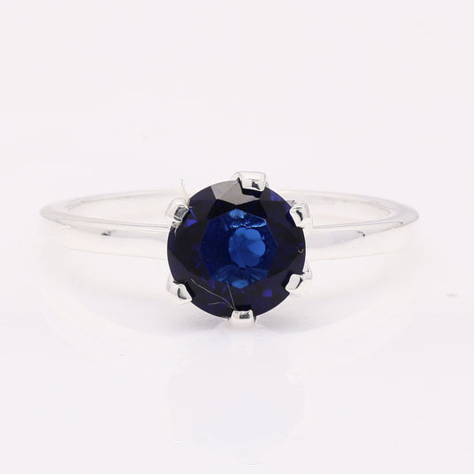 1.43 Ct Round Created Sapphire 925 Silver Ring