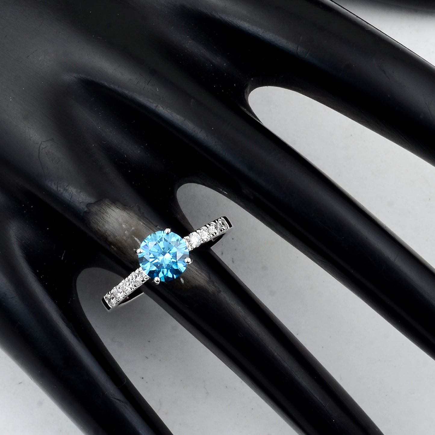 1.49 Carats Blue Lab Grown Diamond 14K Gold Ring