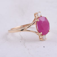 2.59 Ct Oval Natural Ruby 14K Gold Ring