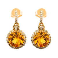 1.95 Ct Round Mixed Cut Natural Fire Opal 14K Gold Earrings
