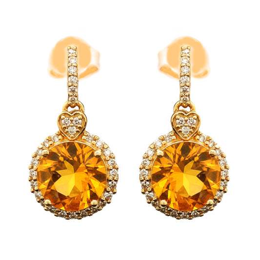 1.95 Ct Round Mixed Cut Natural Fire Opal 14K Gold Earrings