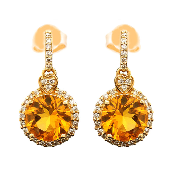1.95 Ct Round Mixed Cut Natural Fire Opal 14K Gold Earrings