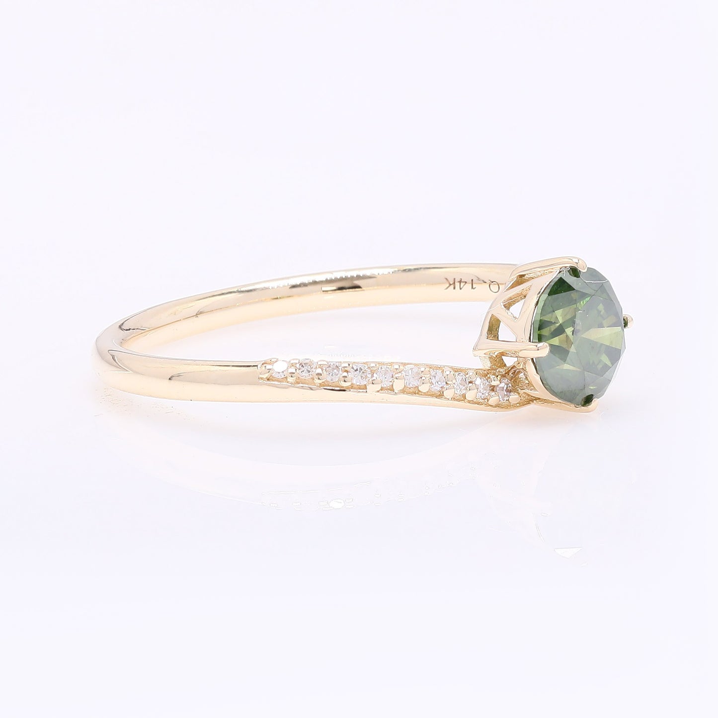 0.70 Ct Round Green Diamond 14K Gold Ring