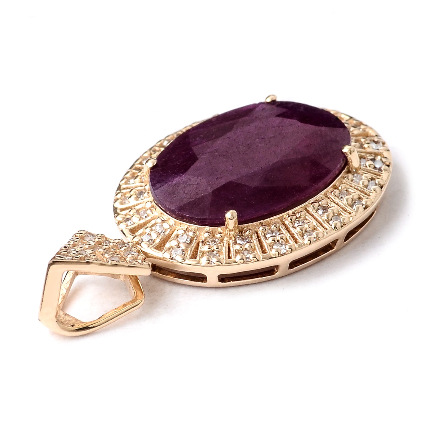 3.75 Ct Oval Mixed Cut Natural Corundum Ruby 14K Gold Pendant
