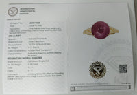 8.29 Ct Oval Cabochon Natural Corundum Ruby 14K Gold Ring