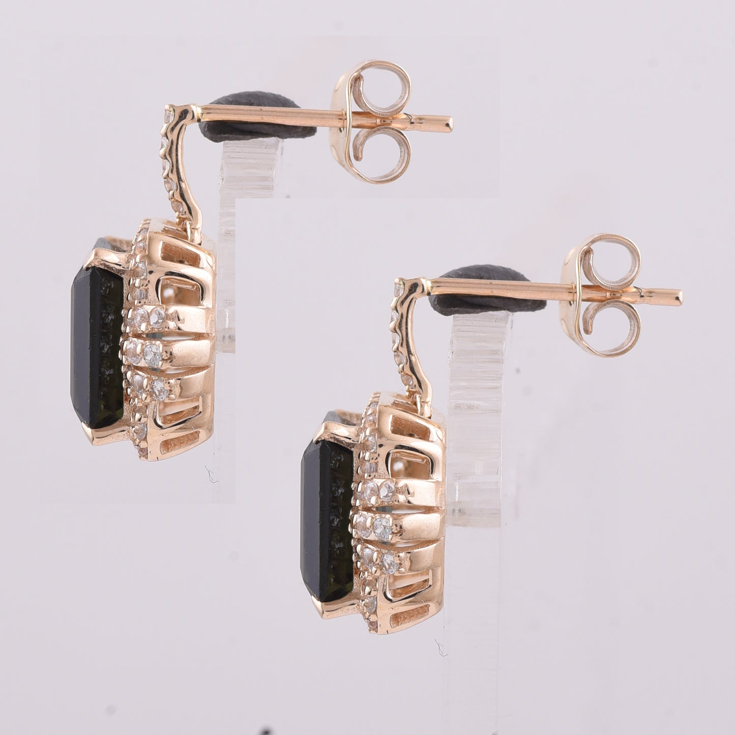 3.48 Ct Octagon Tourmaline 9K Gold Earrings