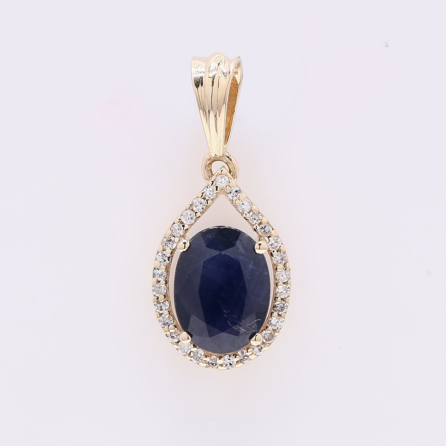 1.53 Ct Oval Mixed Cut Natural Sapphire 14K Gold Pendant