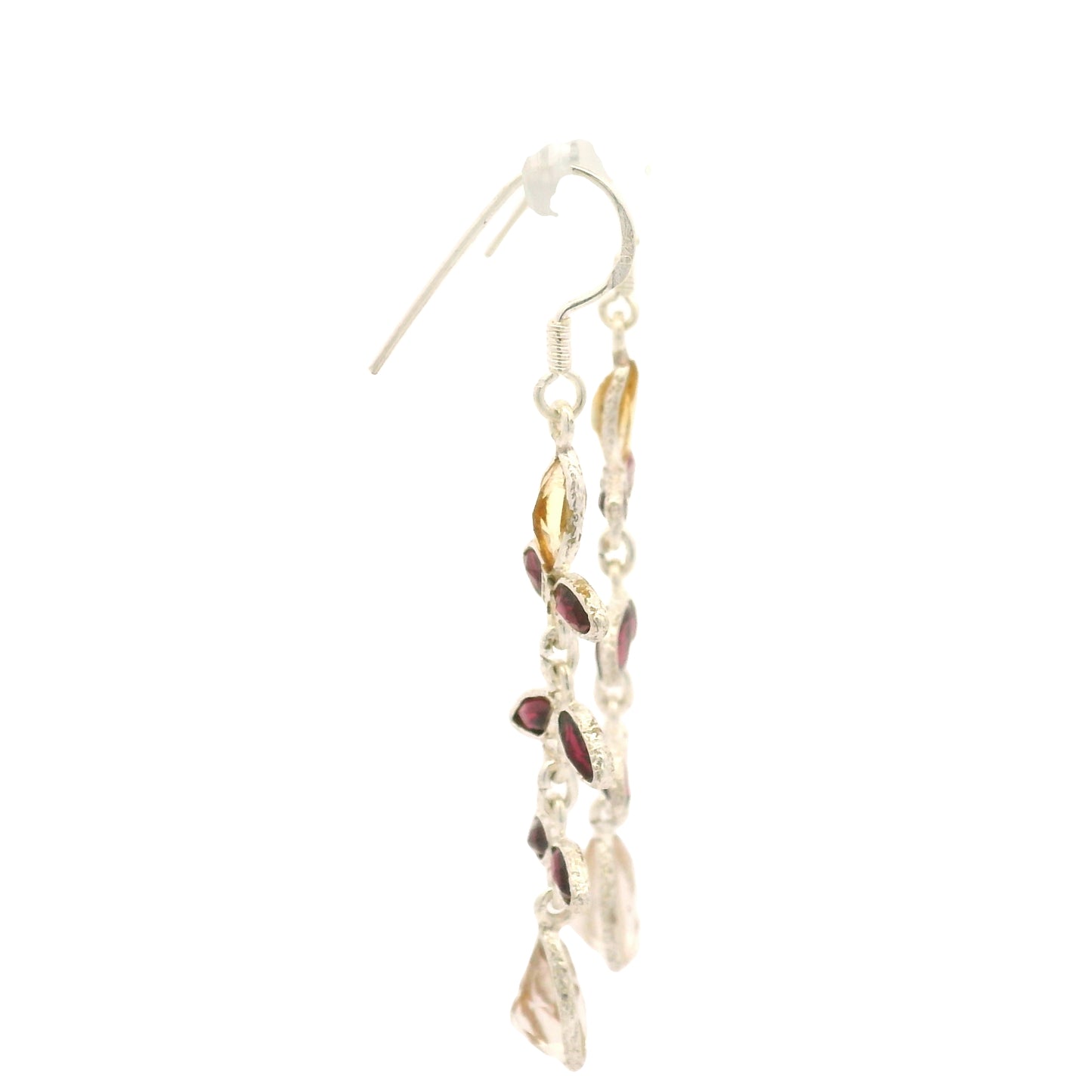 11.80 Ct Rose Quartz, Citrine 925 Sterling Silver Earrings