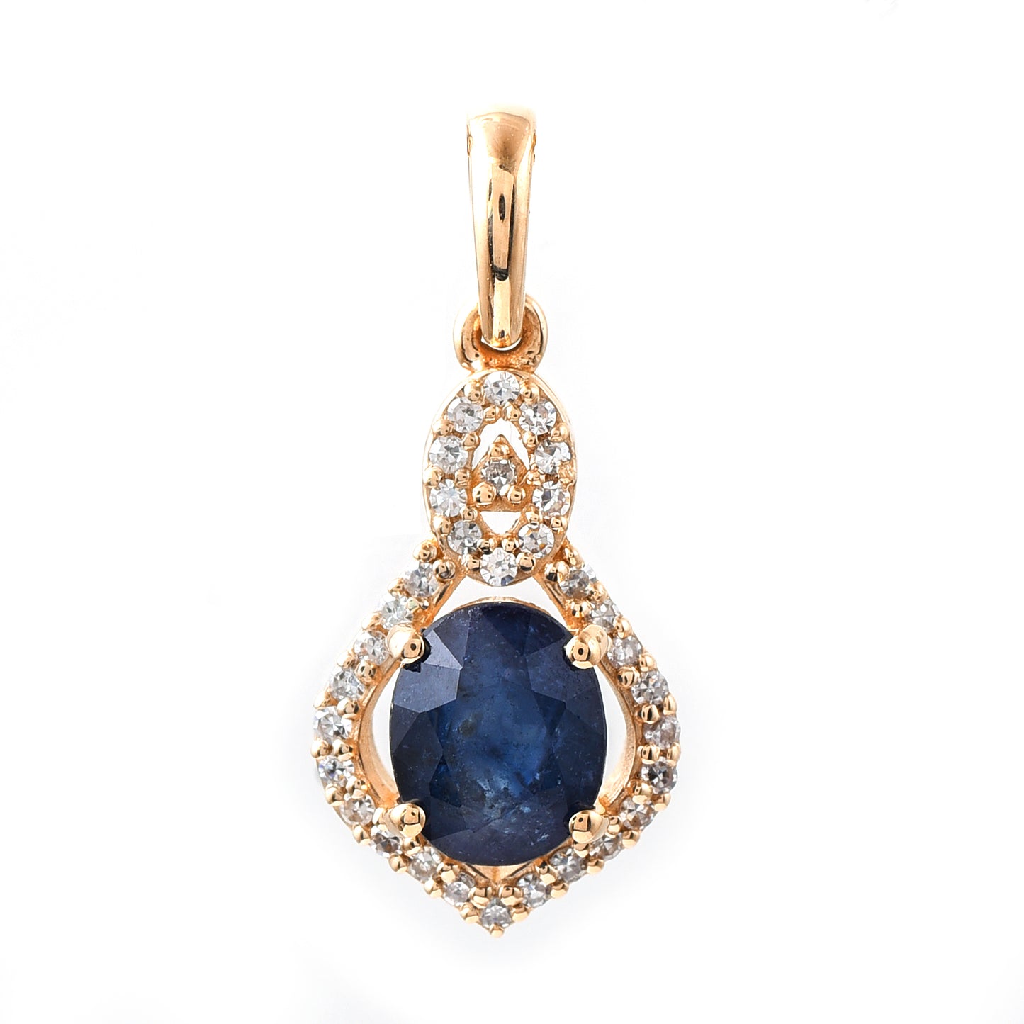 1.28 Ct Oval Mixed Cut Natural Sapphire 14K Gold Pendant
