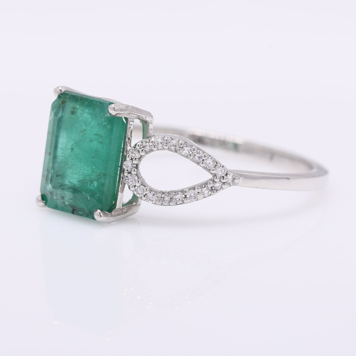 1.95 Ct Octagon Step Cut Natural Emerald 950 Platinum Ring