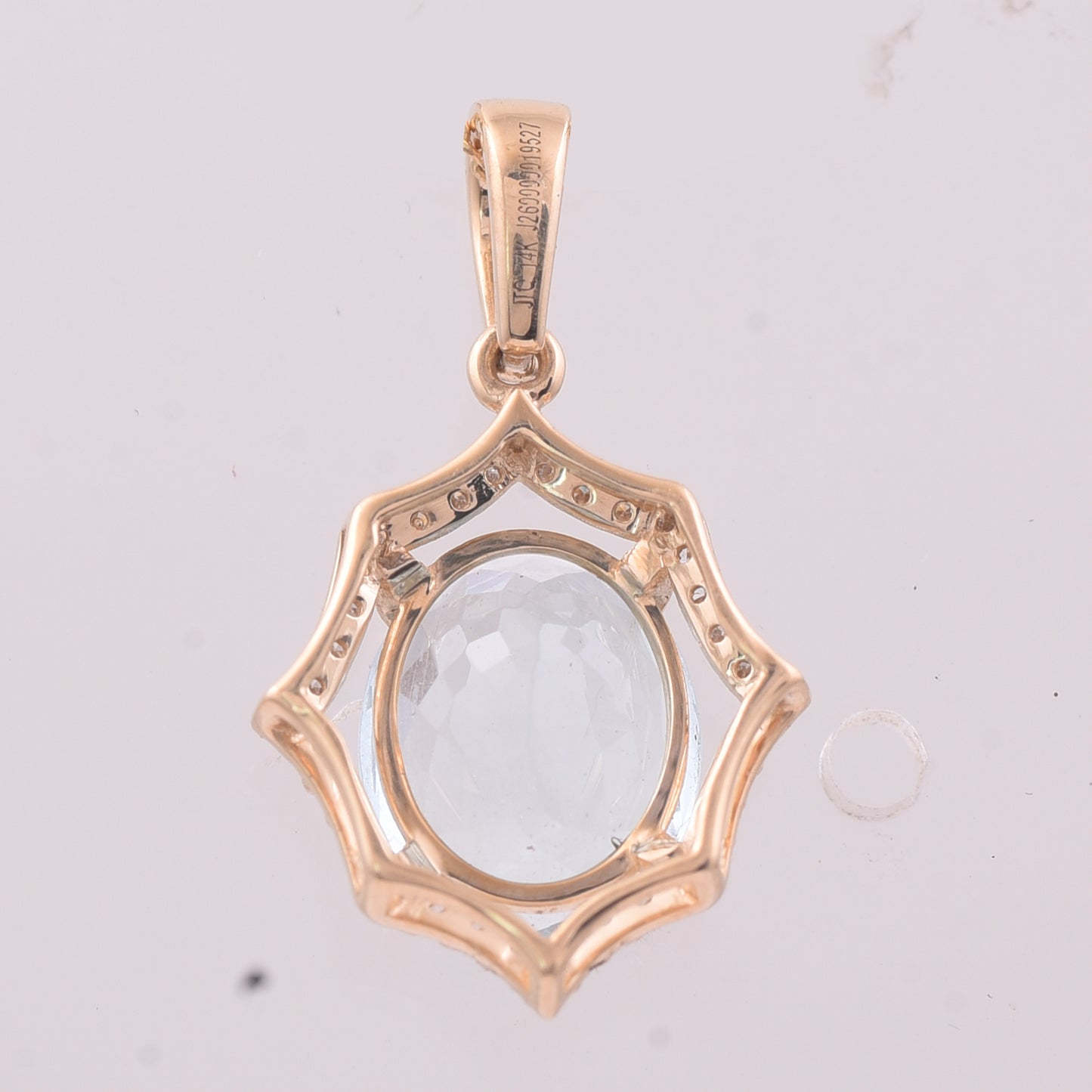 2.33 Ct Oval Mixed Cut Natural Aquamarine 14K Gold Pendant
