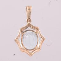 2.33 Ct Oval Mixed Cut Natural Aquamarine 14K Gold Pendant