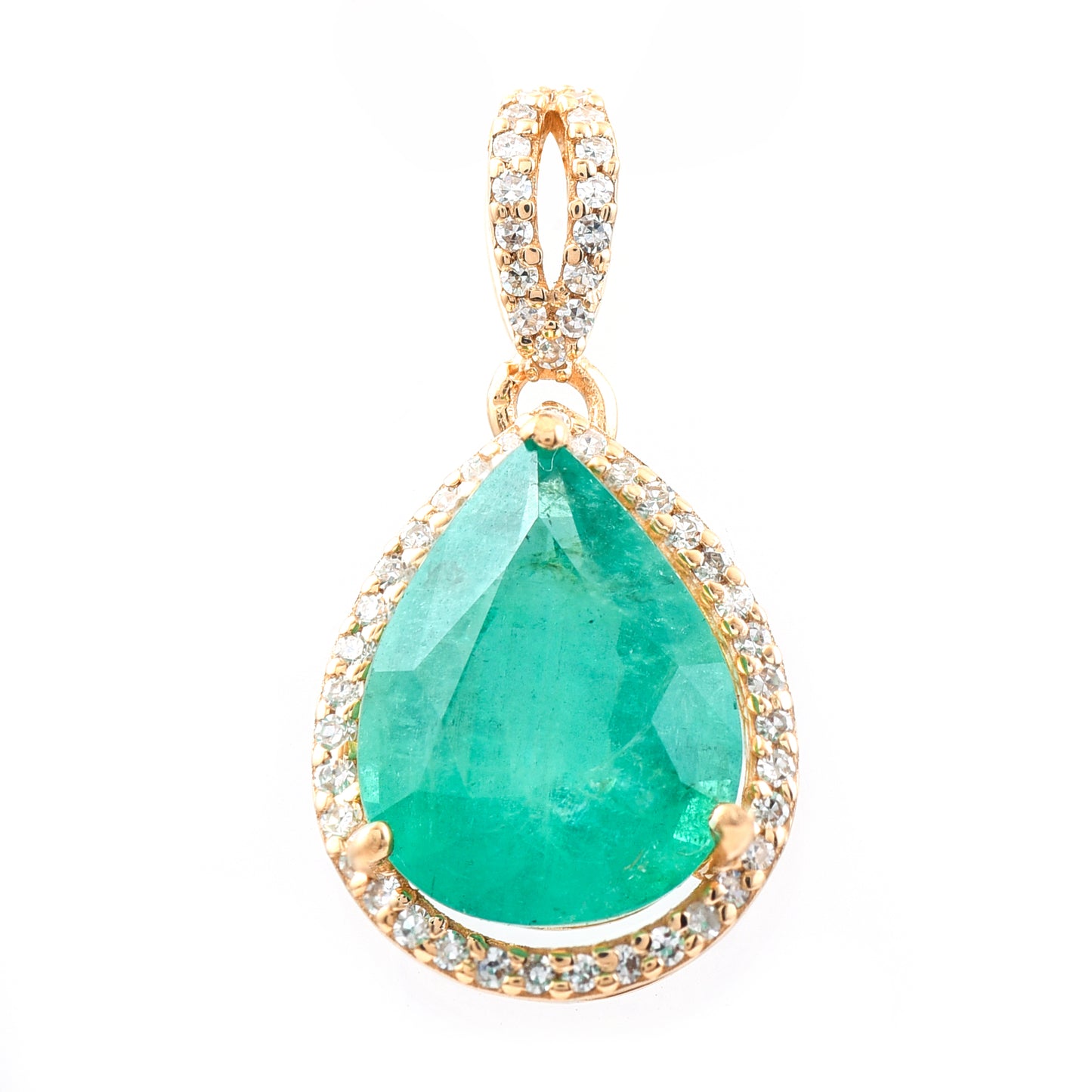 4.28 Ct Pear Emerald 14K Gold Pendant