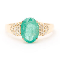 2.00 Ct Oval Mixed Cut Natural Emerald 14K Gold Ring