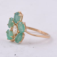 1.37 Ct Oval Natural Emerald 14K Gold Ring