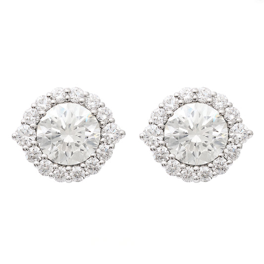 3.90 Carats Lab Grown Diamond 14K Gold Earrings