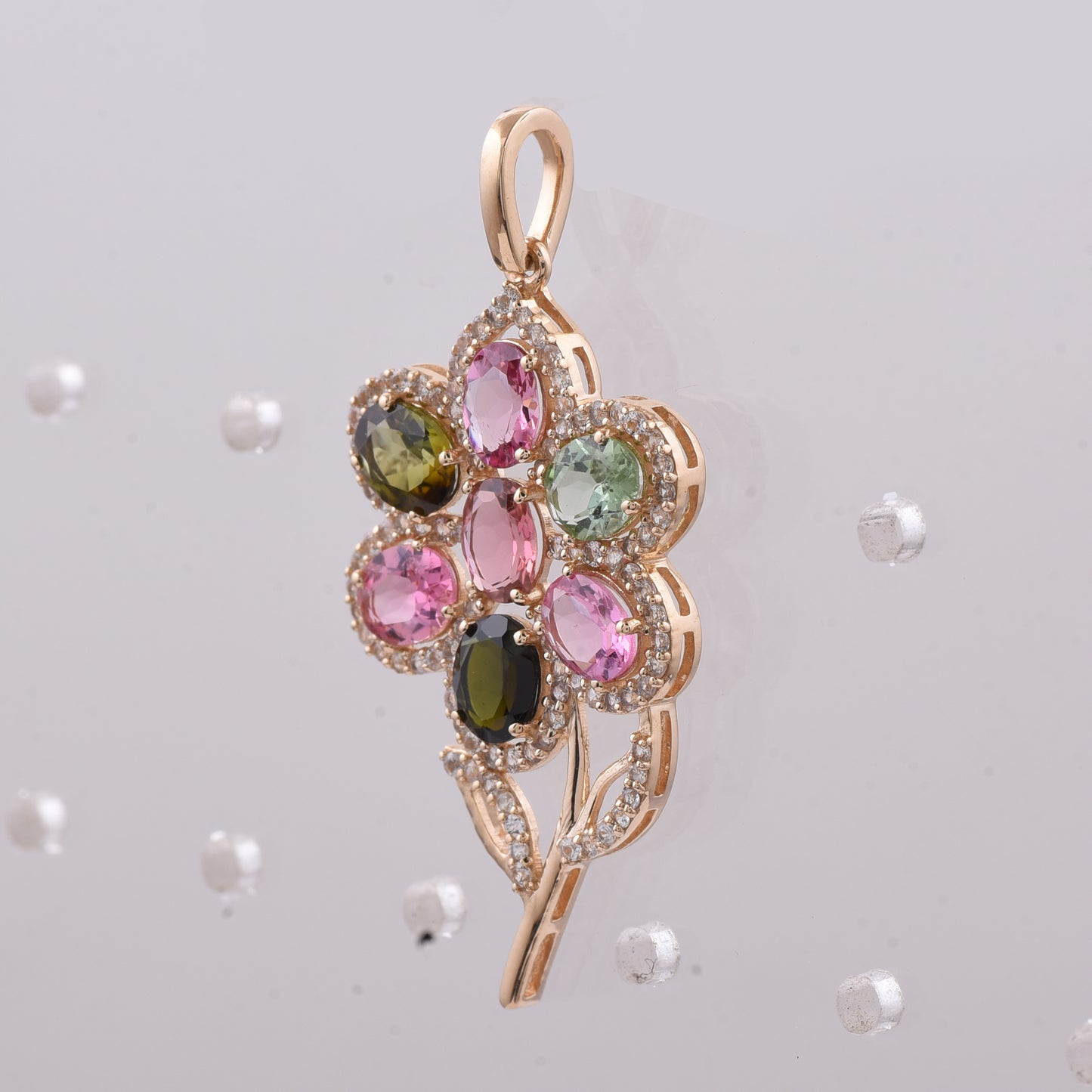 2.44 Ct Oval Natural Multi-Coloured Tourmaline 14K Gold Pendant