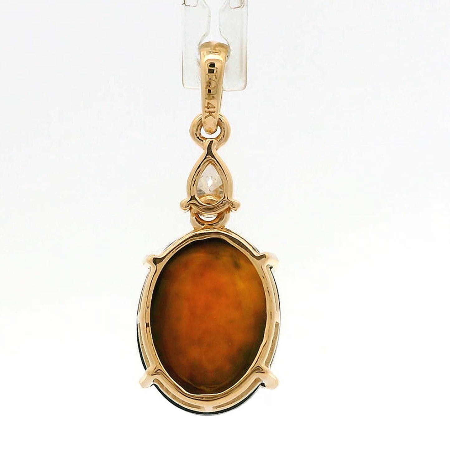 2.83 Ct Oval Black Opal 14K Gold Pendant