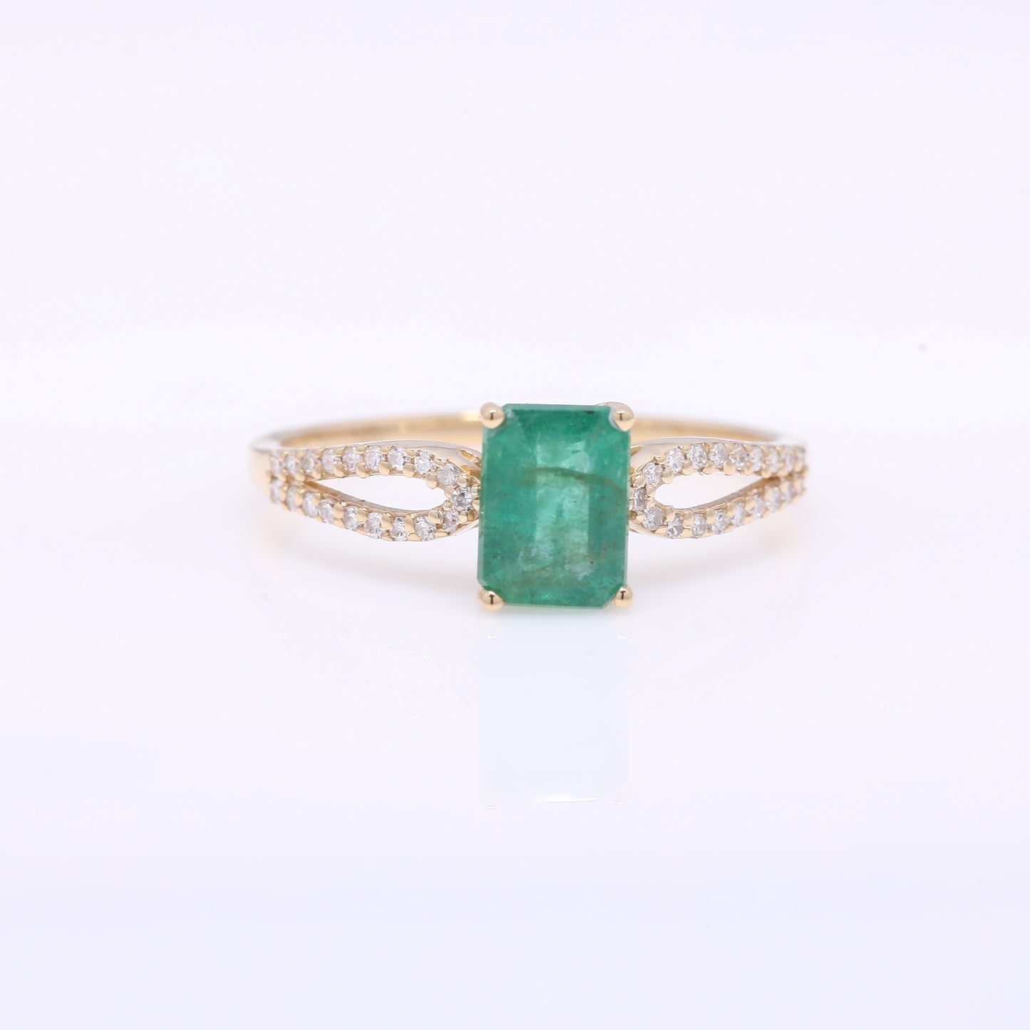 1.20 Ct Octagon Step Cut Natural Emerald 14K Gold Ring