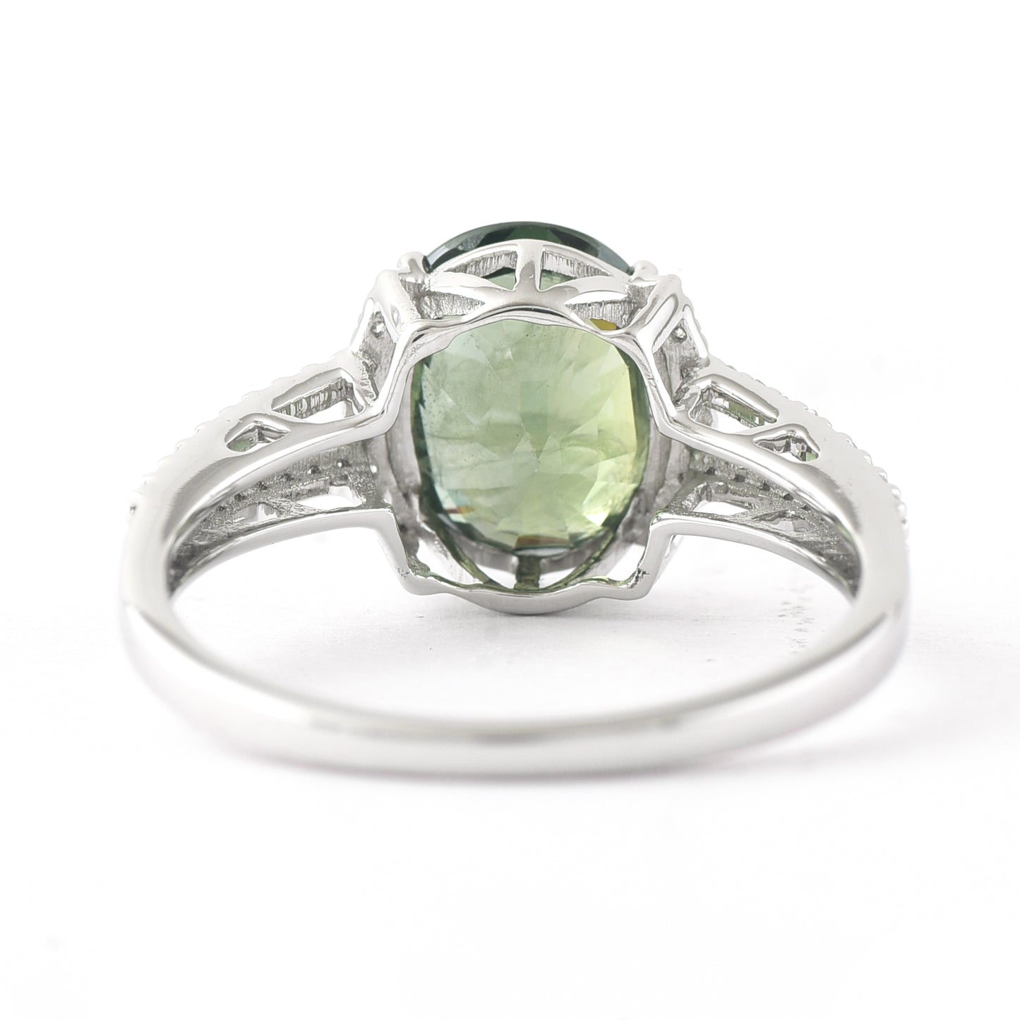 3.27 Ct Oval Mixed Cut Natural Green Sapphire 950 Platinum Ring