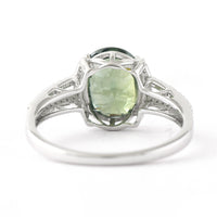 3.27 Ct Oval Mixed Cut Natural Green Sapphire 950 Platinum Ring