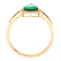 1.35 Ct Pear Mixed Cut Natural Emerald 14K Gold Ring