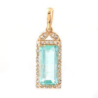 1.09 Ct Rectangle Step Cut Natural Emerald 14K Gold Pendant