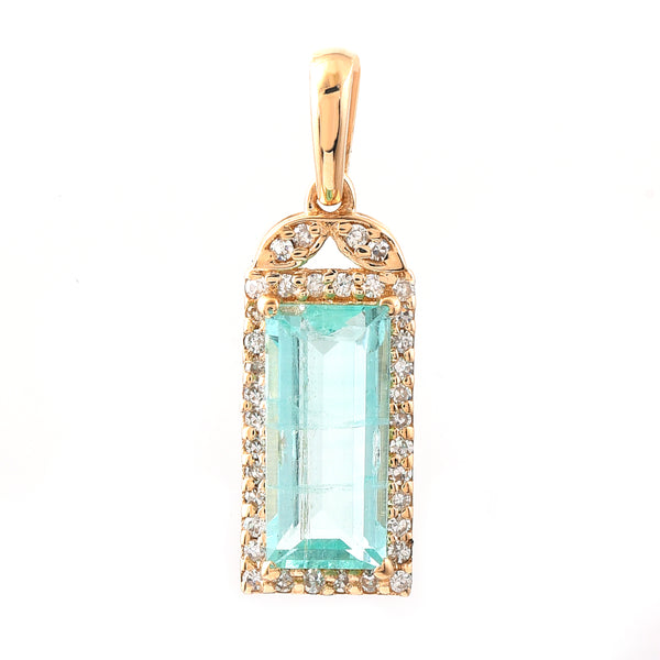1.09 Ct Rectangle Step Cut Natural Emerald 14K Gold Pendant