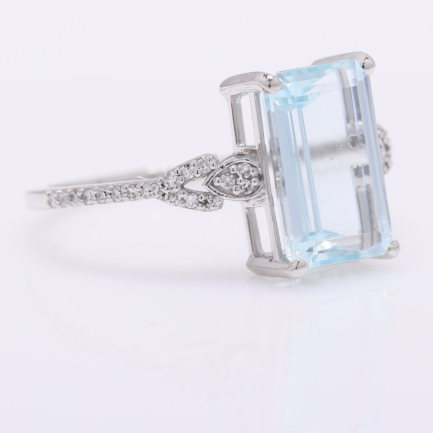 2.86 Ct Octagon Step Cut Natural Aquamarine 950 Platinum Ring