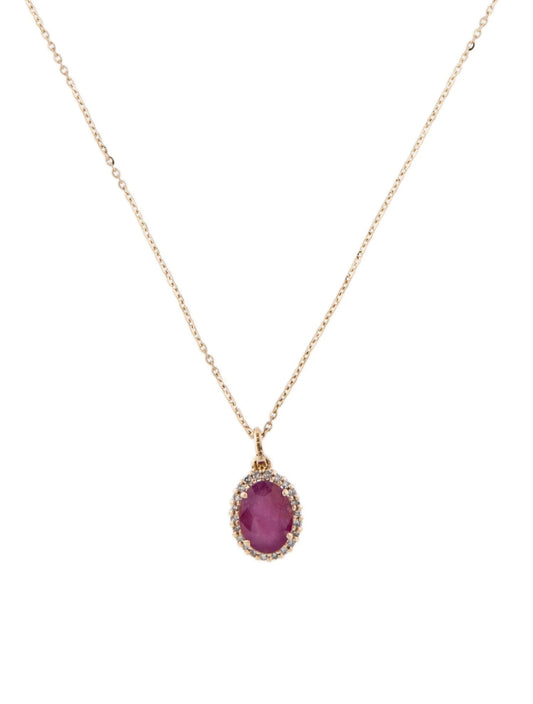 14K 1.70ct Ruby & Diamond Pendant Necklace