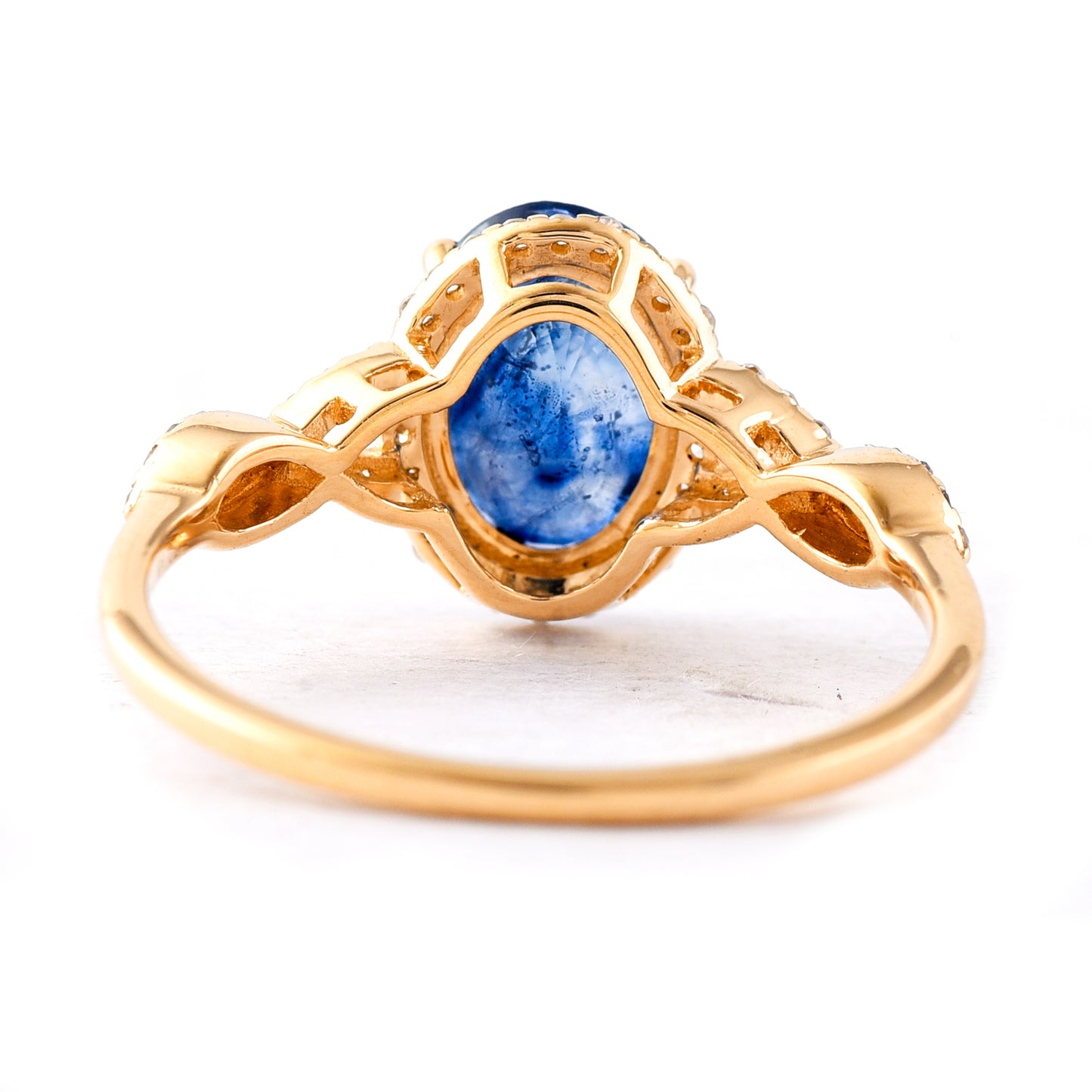 2.51 Ct Oval Mixed Cut Natural Sapphire 14K Gold Ring