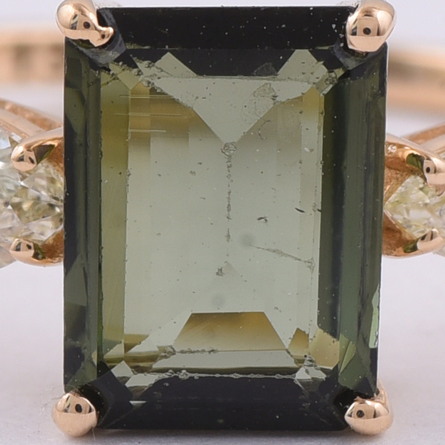 1.81 Ct Octagon Step Cut Natural Green Tourmaline 14K Gold Ring