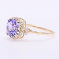 2.42 Ct Cushion Mixed Cut Natural Tanzanite 14K Gold Ring